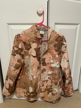 Alfred Dunner Brown, Pink & Cream Floral Jacket